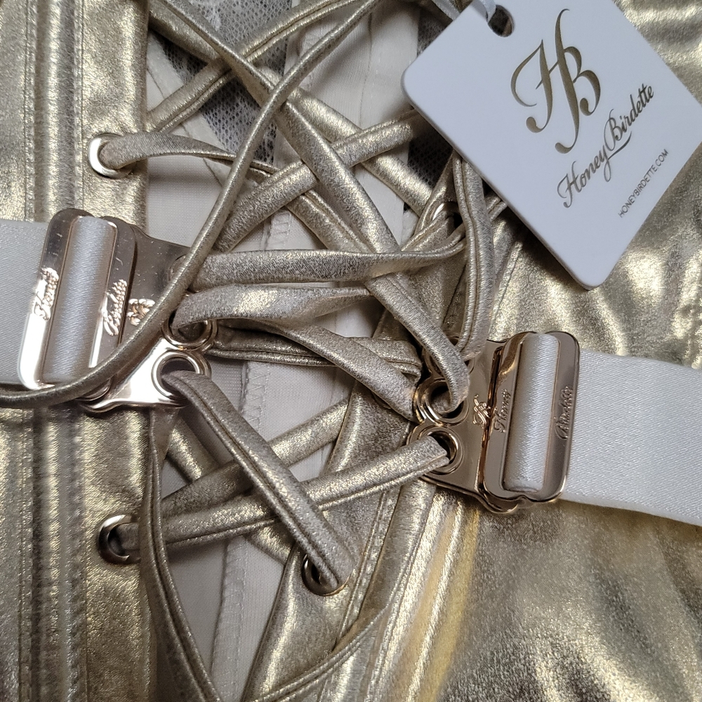 Honey Birdette Gold Satin Backless Dress - Picture 8 of 11
